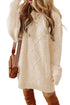 Long Sleeve Cable Knit Crew Neck Sweater Dress