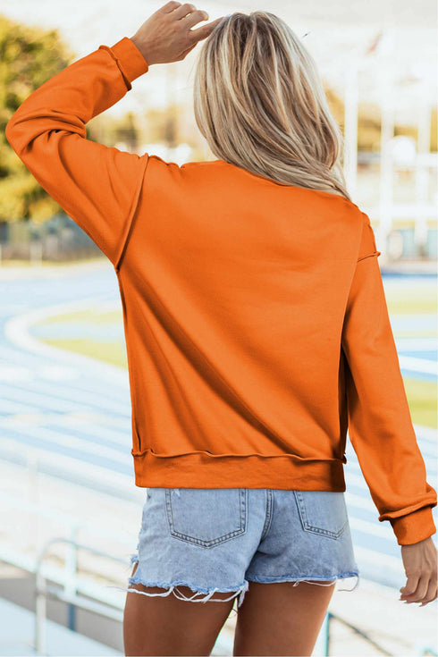 Floral Pumpkin Double Sided Printed Mock Neck Reversible Sweatshirt