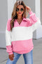 Playful Ricrac Trim Patchwork Collar V Neck Top