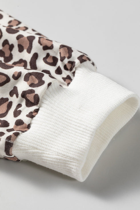 Coordinated Leopard Print Embroidery Details Pant Set
