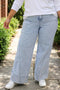 Seamed Panel Loose Fit Wide Leg Jeans