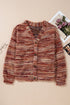 Polyester Fuzzy Striped Pattern Button Front Cardigan