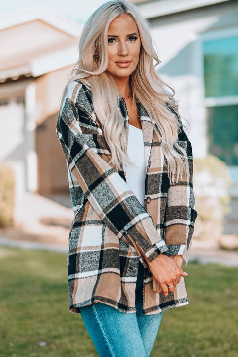 Exclusive Casual Print Buttoned Plaid Shacket