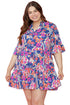 Floral Print Ruffled Three Quarter Sleeve Mini Dress