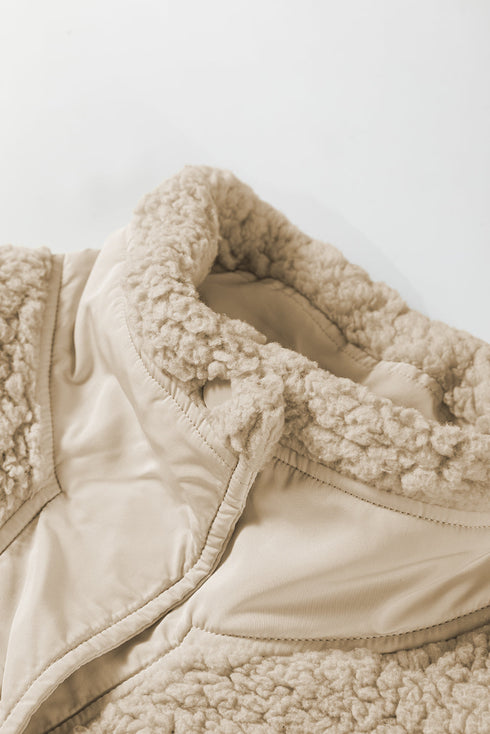 Faux Fur Sherpa Fleece Snap Button Knot Side Vest