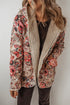 Bohemian Floral Print Sherpa Lined Fleece Hooded Jacket