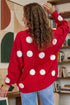 Oversized Polka Dot Button Front V Neck Cardigan