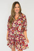 Floral Print Half Sleeve Short Shift Dress