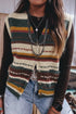 Striped Button Front Sleeveless Knit Regular Fit Sweater Vest