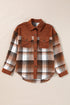Textured Corduroy Patchwork Chest Pocket Plaid Shacket