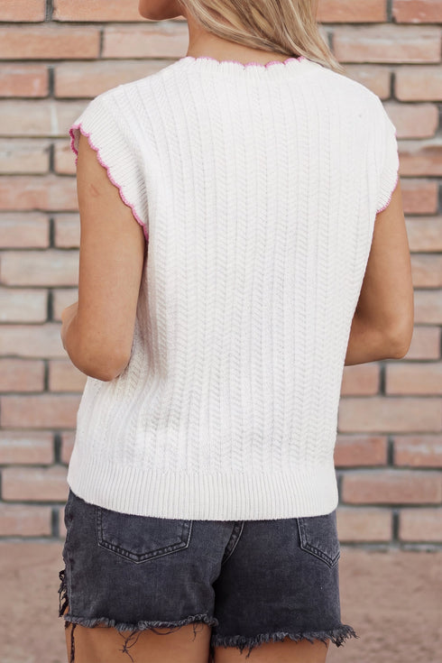 Rugby Pattern Textured Knit Casual Shift Sweater Vest