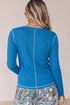 V Neck Ribbed Stitched Long Sleeve Top
