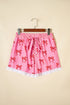 Bow Print Striped Patchwork Lace Trim Casual Shorts