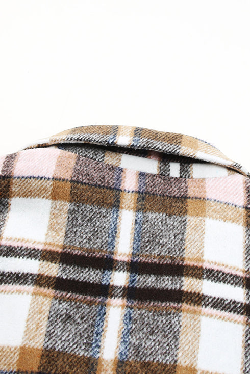 Modern Button Up Lapel Print Plaid Shacket