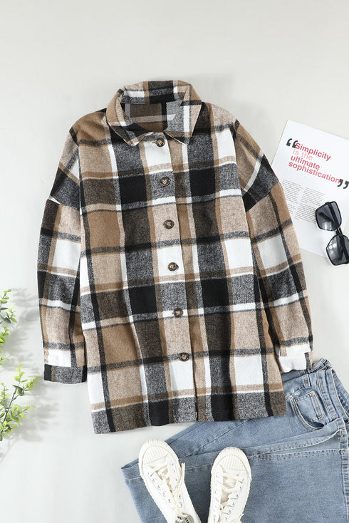 Exclusive Casual Print Buttoned Plaid Shacket