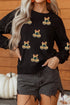 Sequin Pumpkin Graphic Relaxed Spooky Pullover Sweatshirt