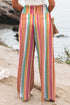 Bohemian Striped Smocked High Waist Wide Leg Pants