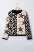 Leopard Star Pattern Round Neck Long Sleeve Sweater