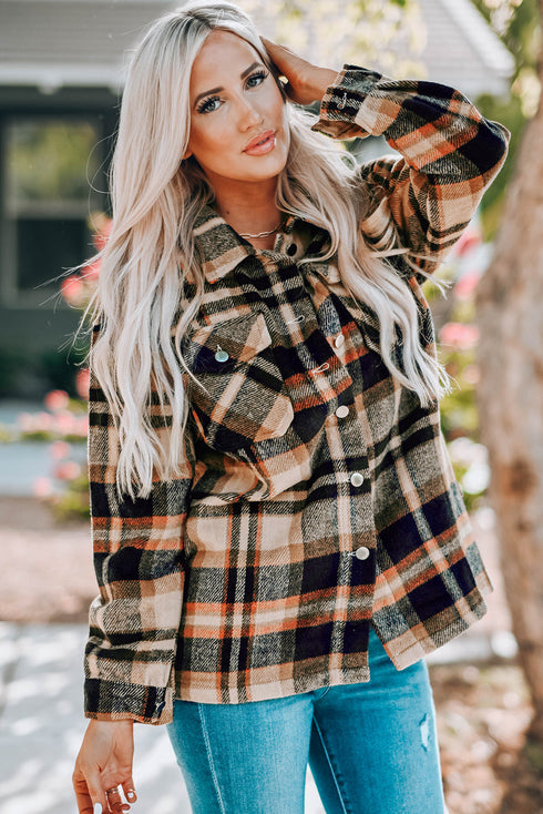 Relaxed Fit Brushed Plaid Button Down Shirt