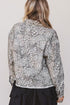Leopard Print Studded Collar Patch Pocket Denim Jacket