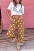 Polka Dot Ankle Length Metal Button Jeans