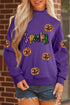 Spooky Sequin Pumpkin Graphic Pullover Harvest Sweatshirt