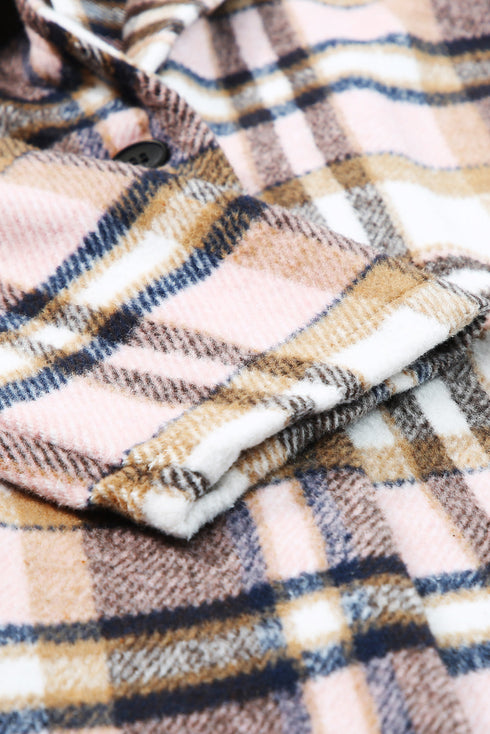 Modern Button Up Lapel Print Plaid Shacket
