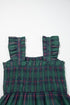 Southern Plaid Ruffle Sleeveless Shirred Bodice Tiered Midi Dress