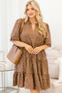 V Neck Polka Dot Long Sleeve Shift Mini Dress
