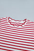 Stripe Scallop Trim Casual Top 2Pcs Short Set