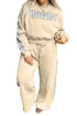 Howdy Letter Print Side Stripe Long Sleeve Lounge Set