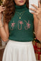 High Neck Sleeveless Embroidered Knit Sweater Vest