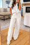 Solid Active Polo Tee Casual Matching Pant Set