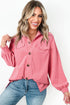 Casual Corduroy Flap Detail Button Up Split Jackets