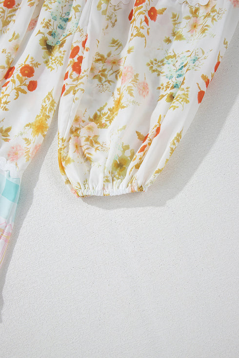 Garden Celebration Patchwork Bubble Sleeve Dress