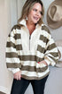 Polyester Seamed Striped Pattern Half Zipped Sweatshirt