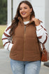 Textured Corduroy Stand Neck Zipped Puffer Vest