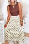 Polka Dot Smocked High Waist Long Skirt