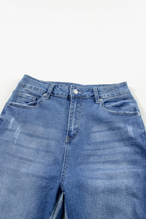 Distressed Frayed Hem Ankle Length Skinny Jeans