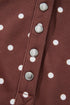 Polka Dot Print Collar Pullover Metal Button Sweatshirt