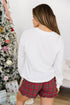 Plaid Slogan Embroidery Pocket Long Sleeve Lounge Set