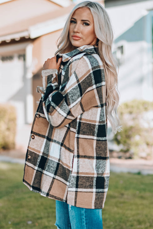 Exclusive Casual Print Buttoned Plaid Shacket