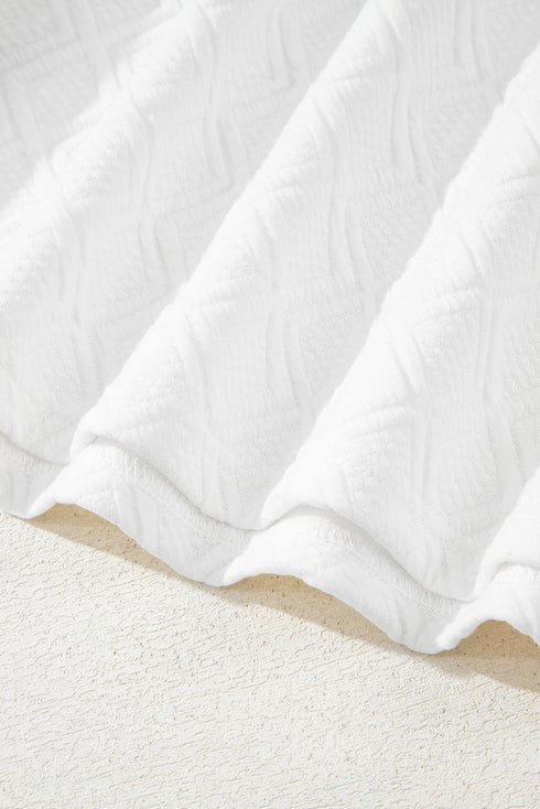 Textured Contrast Trim Puff Sleeve Quarter Zip Mini Dress