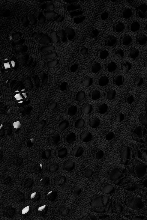 Geometric Openwork Drawstring Waist Swim Cover Up Shorts