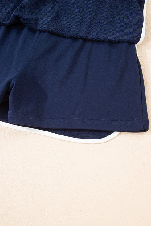 Varsity Stripe Contrast Trim Pullover Skort Two Piece Dress