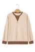 Plush Checkered Twisted Rib Detail Long Sleeve Top