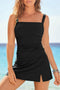 Ruched Square Neck Tummy Control Swim Dress