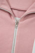 Striped Half Zip Bracelet Sleeve Top Short Set
