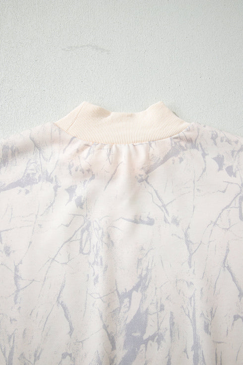 Camo Print Mock Neck Jogger Pant Set