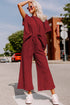 Textured Solid Loose Fit Wide Leg Pant Set